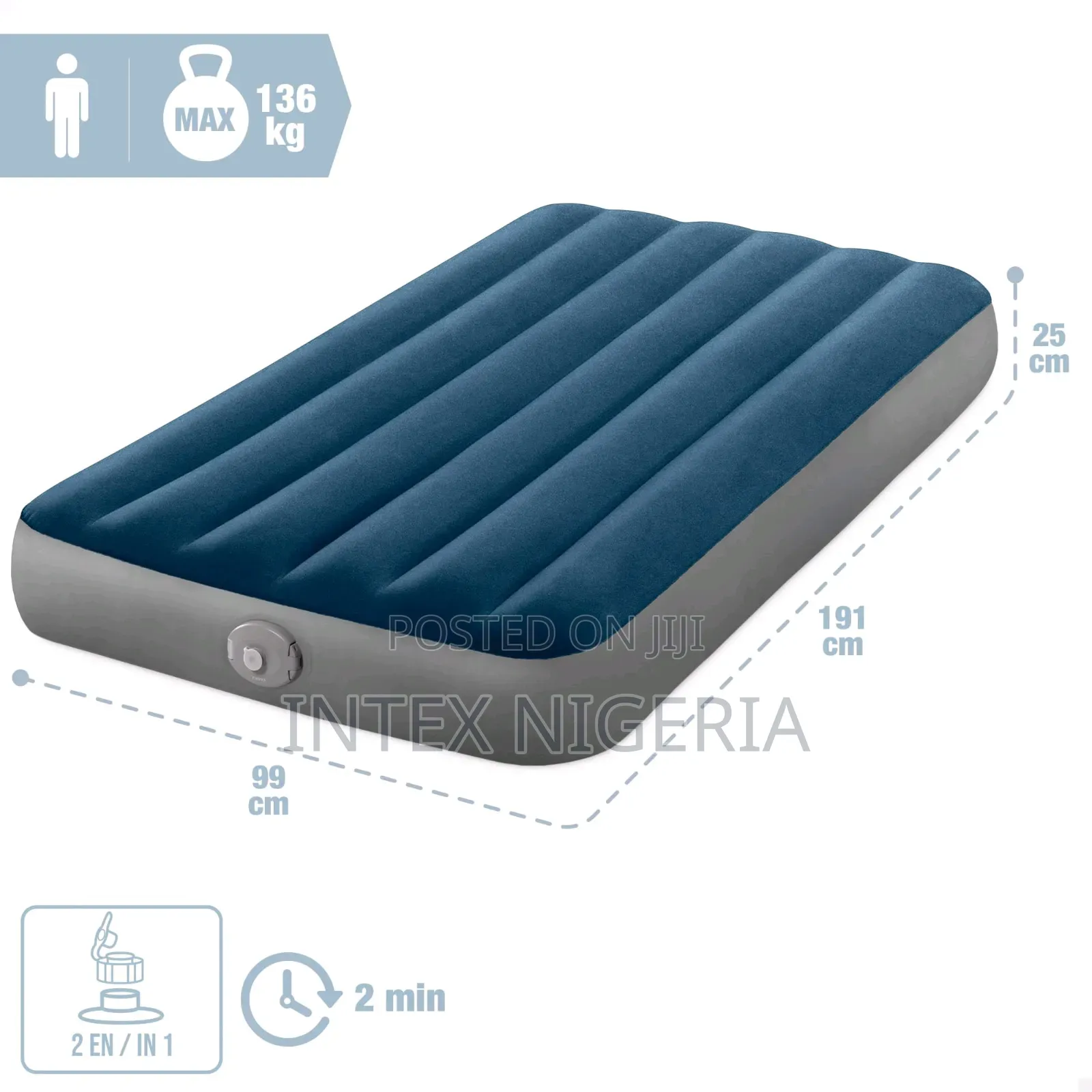 Intex Inflatable Prestige Downy Airbed With Rechargeable Pump