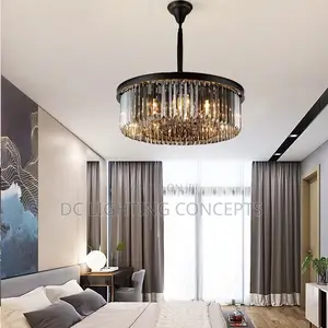 Modern Black Crystal Vintage Ceiling Island Chandelier for Living Room