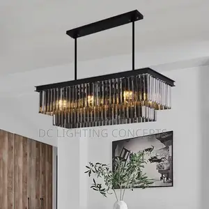 Modern Black Crystal Vintage Ceiling Island Chandelier for Dining Room