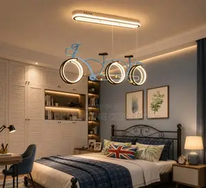 Modern Creative Acrylic Bicycle LED Pendant Chandelier for Bedroom.