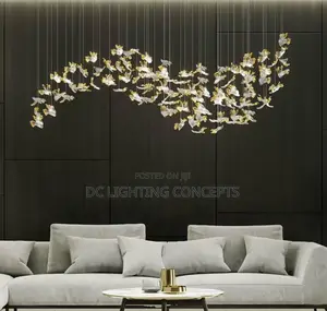 24pcs Modern Transparent Luxury Glass Gold Leaf Led Ceiling Chandelier