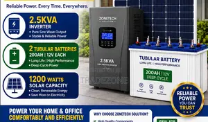 2.5kva Inverter/2 Tubular Batteries/1200watts Solar Capacity