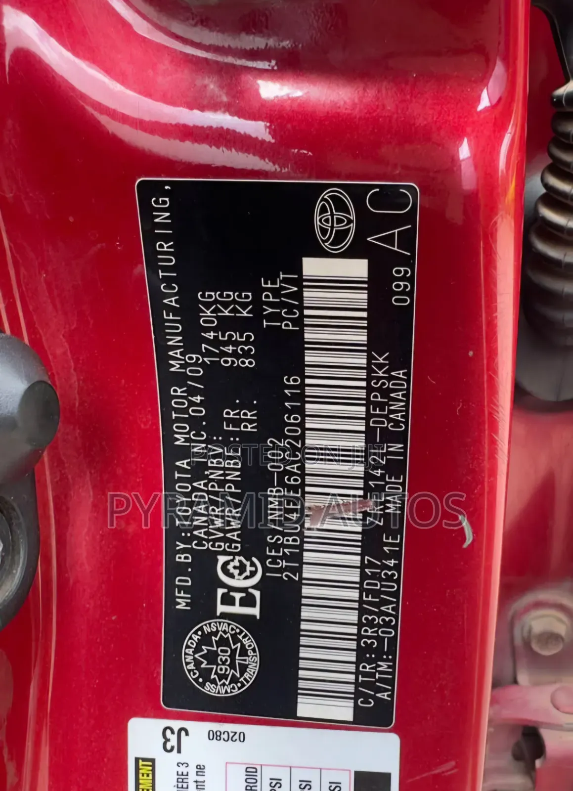 Toyota Corolla 2010 Red