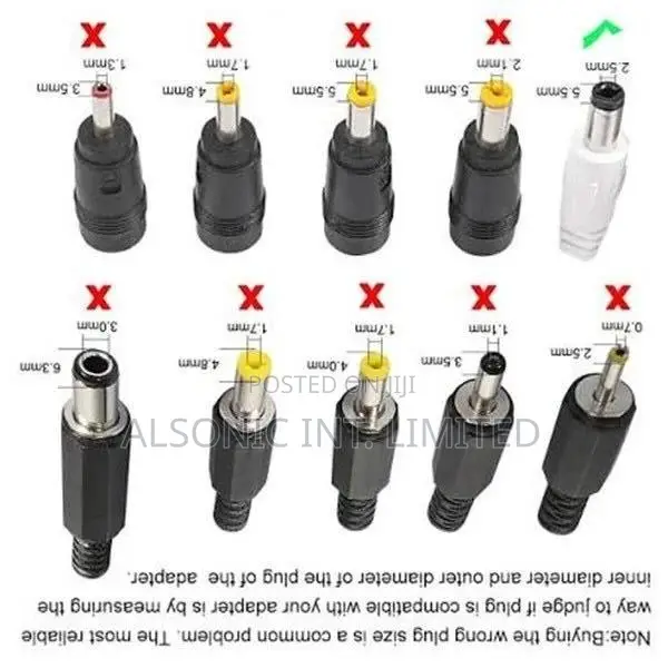 Universal Plugs DC to Plug Power Adapter for Notebook Laptop
