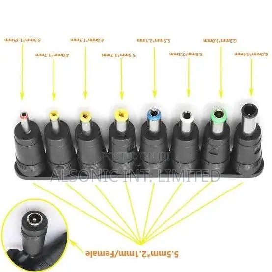 Universal Plugs DC to Plug Power Adapter for Notebook Laptop