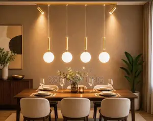 Modern Glass Pendant Light Brass Black Milk Ball LED Chandeliers Li