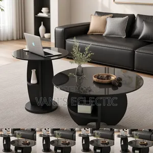 Modern 2-in-1 Round Glass Coffee Table Sets (Center Table Sets)
