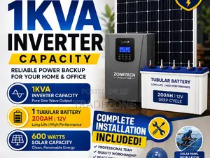1kva Inverter/1Tubular Batteries/600watts Solar Capacity