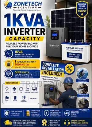 1kva Inverter/1Tubular Batteries/600watts Solar Capacity