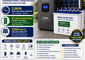 3.5kva Inverter/4 Tubular Batteries/2300watts Solar Capacity