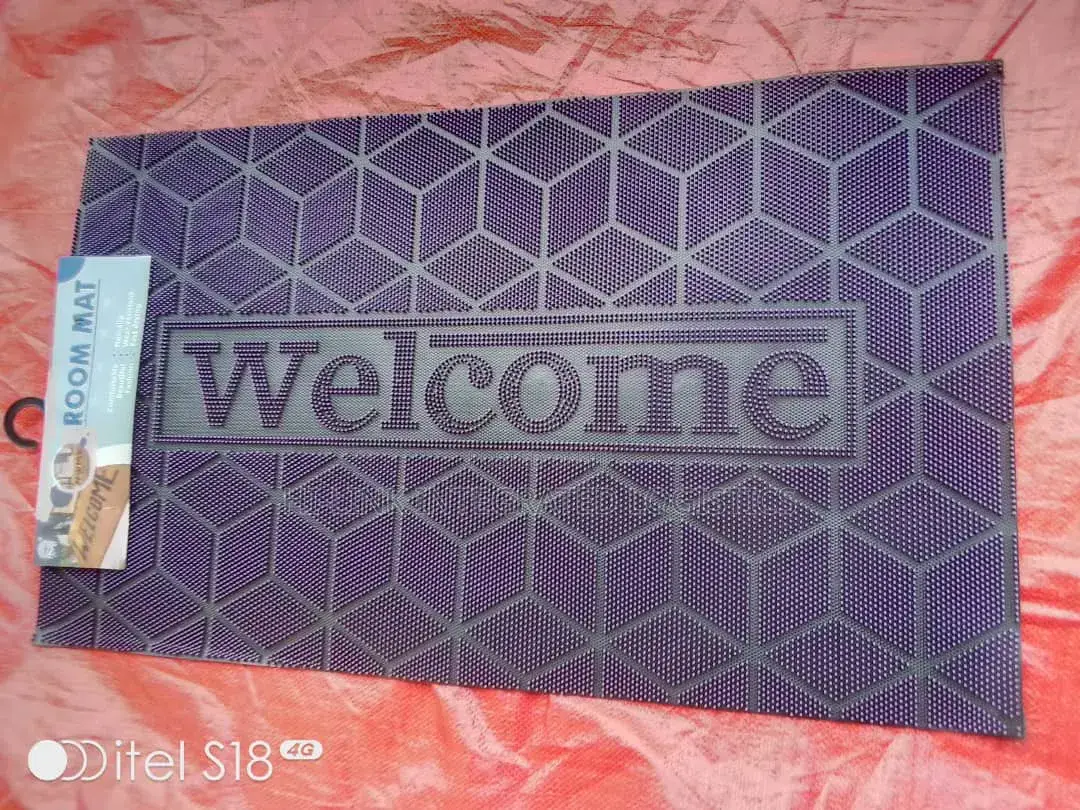Geometric "Welcome" Rubber Door Mat