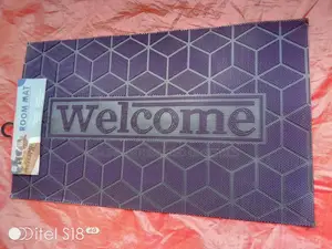 Geometric "Welcome" Rubber Door Mat
