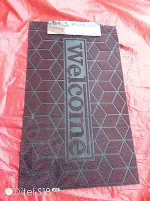 Geometric "Welcome" Rubber Door Mat