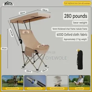 Folding Outdoor Moon Chair, Sunshade Canopy Portable Camping Chair