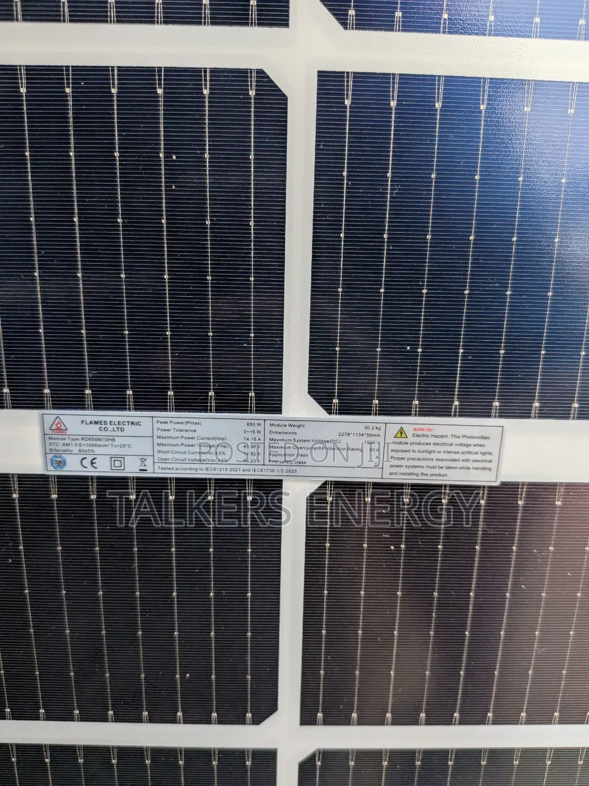 Flames Electric 650W Bifacial Solar Panel