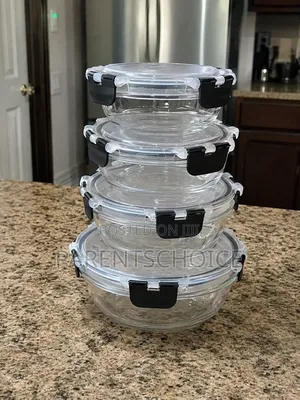 4 Pieces Round Borosilicate Glass Airtight Storage Containers