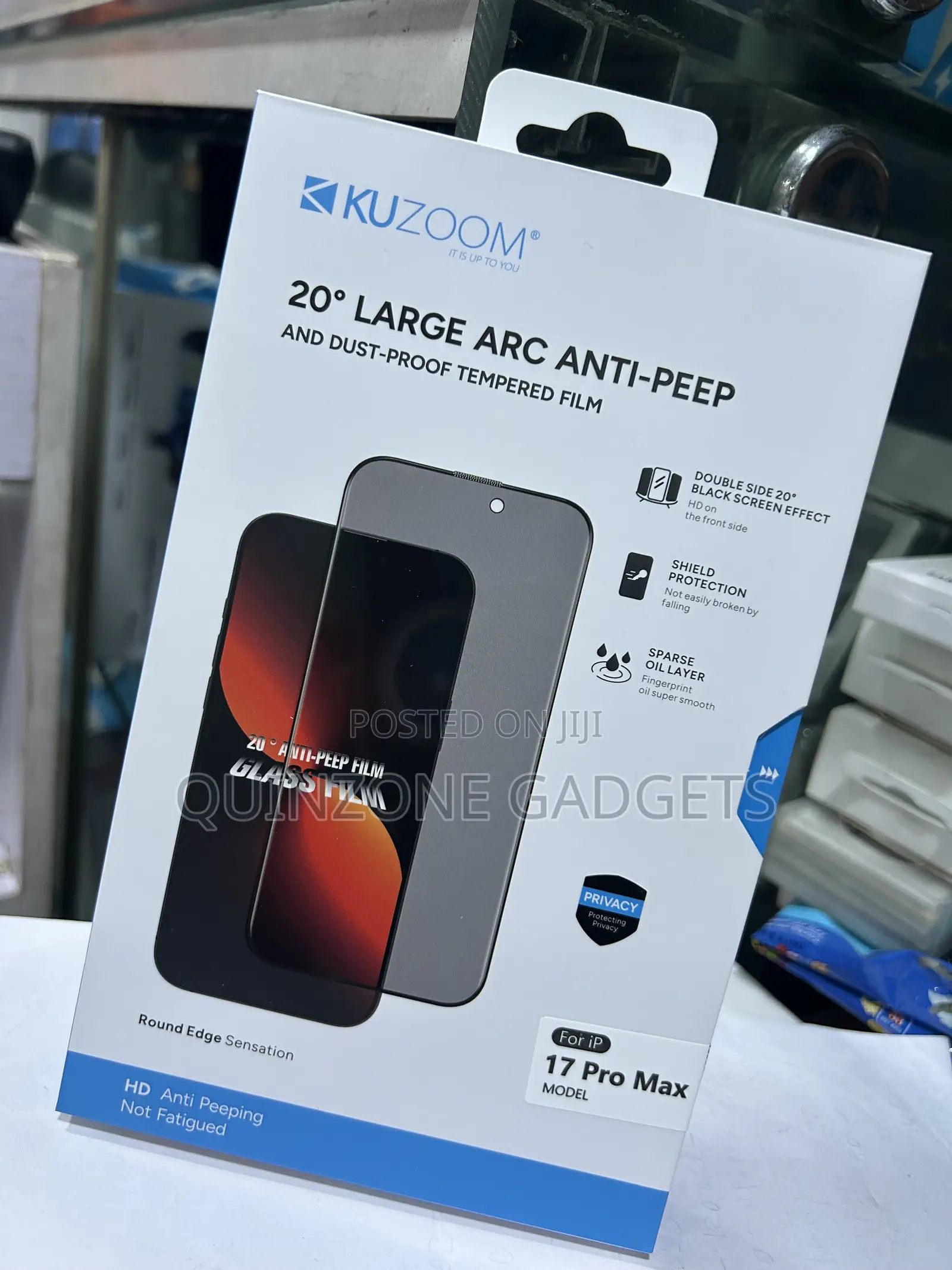 Kuzoom Privacy Protective Glass for iPhone 17 Pro Max