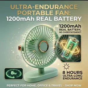 Rechargeable Portable Fan, 8hrs Runtime, 6Speeds &Built-in Night Light