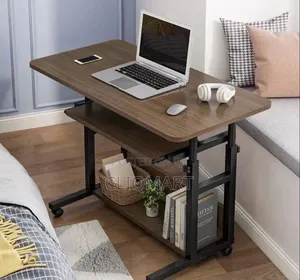 Adjustable 60cm Laptop Table With Wheels - Portable Bedside Desk