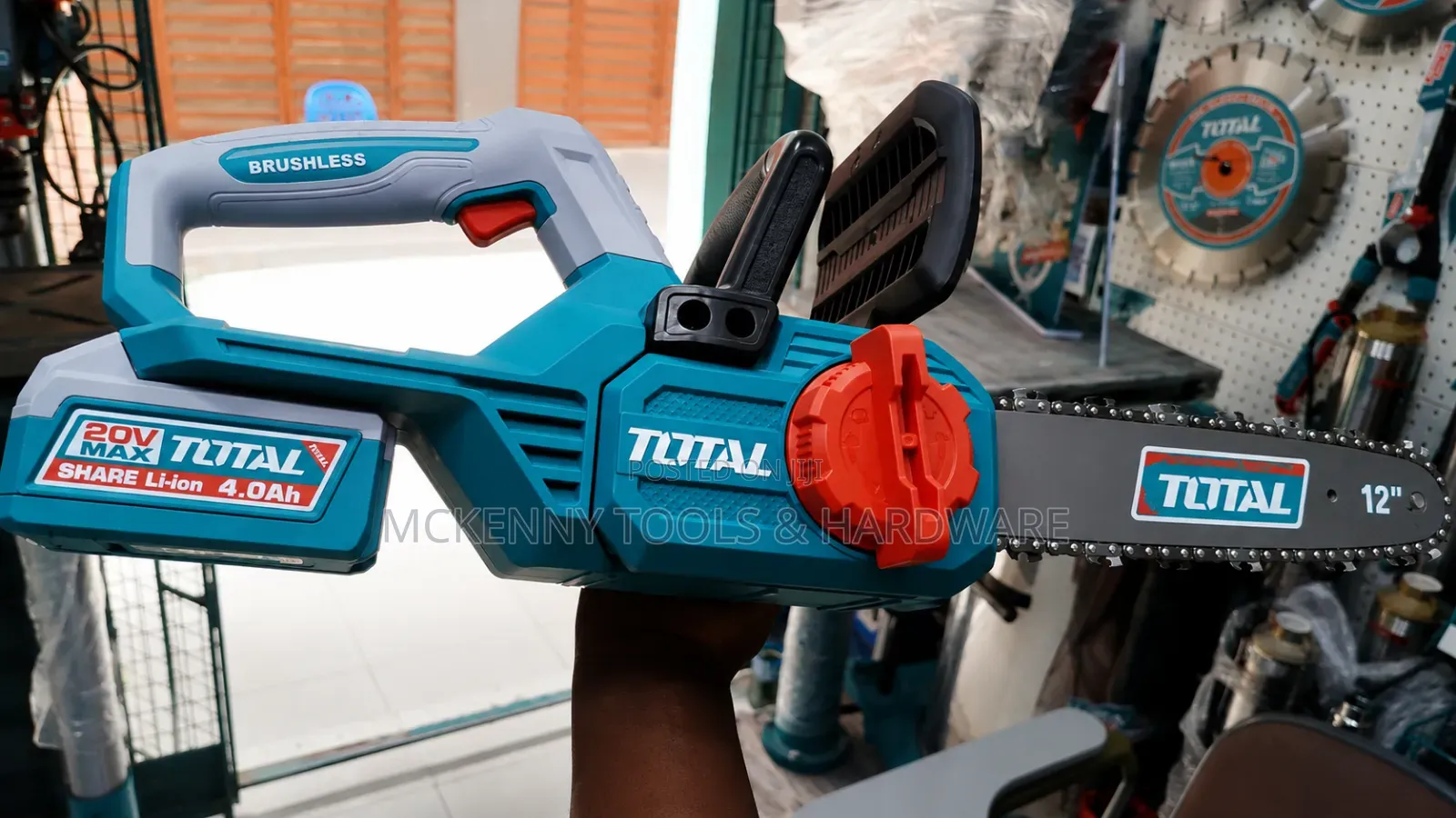 TOTAL 20V Lithium-Ion 12-Inch Cordless Chainsaw,