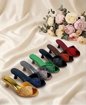 Stoned Stylish Heel Slippers