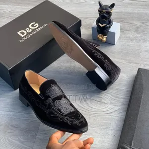 D&G Dolce & Gabbana Men’s Luxury Velvet Loafers  Premium Designer