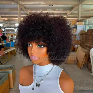 Double Drawn Human Hair Afro Wig Natural Color and Colored☺