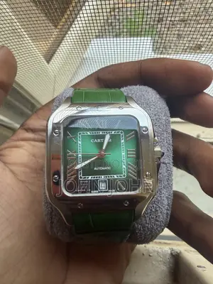 Cartier Santos Automatic Green Dial Leather Strap (Grade AAA Rep)