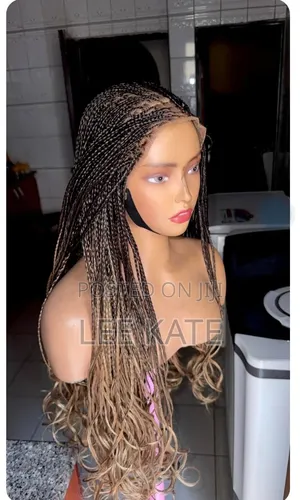 Full Frontal Human Hair French Curls Braided Wig