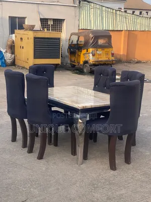 Top Quality 6 Seaters Real Marble Top Dining Set