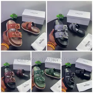 Celine Quality Luxury Men Genuine Leather Sandals