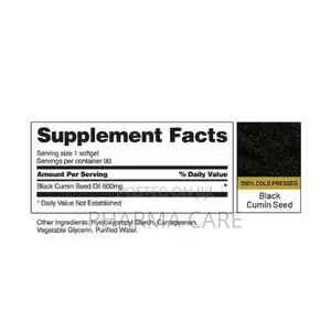 Black Seed Oil Capsules 10 0% Cold Pressed - 90 Capsules
