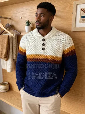 Navy Blue and Cream Sweater