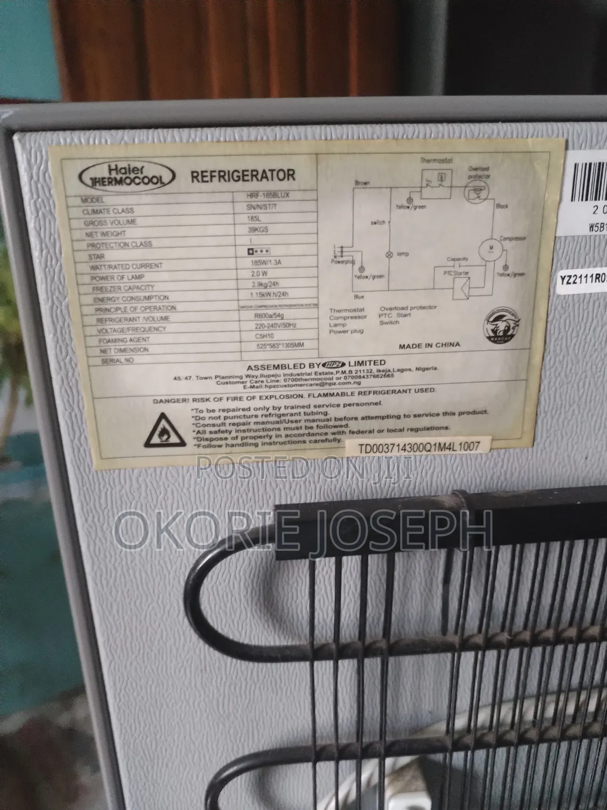Haier Thermocool Fridge 185BLUX