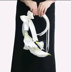 White Pearl Calla Lily Flower Handbag - Wedding Clutch Purse