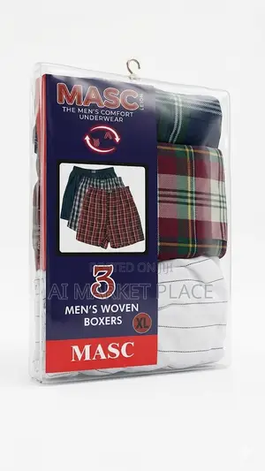 MASC 3-in-1 Men's Woven Boxer Shorts – Comfort Fit (Size XL)