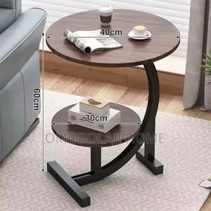 Modern 2-Tier C-Shaped Round Side Table & Compact Sofa End Desk