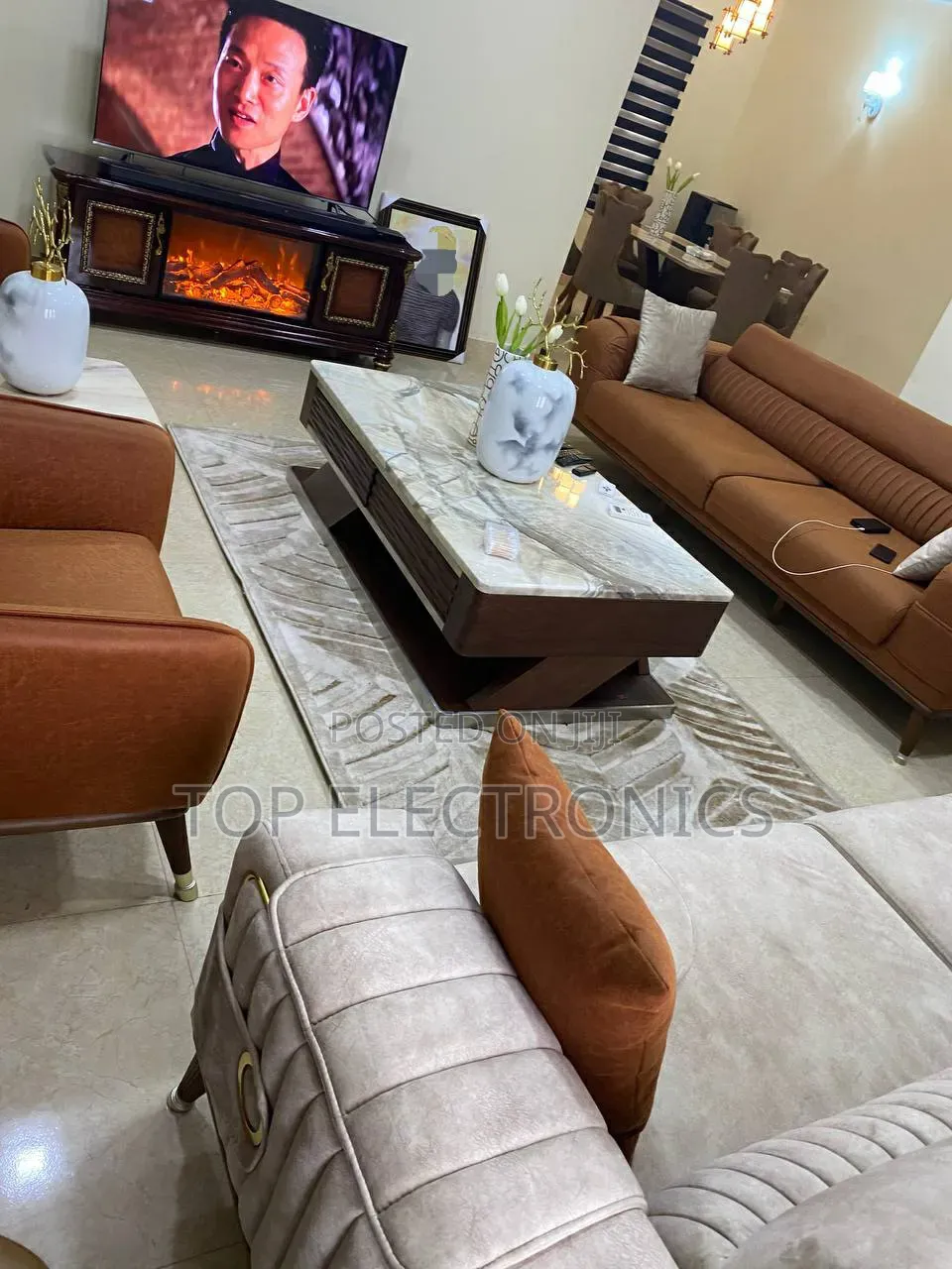 Contemporary TV Console With Fire Flames