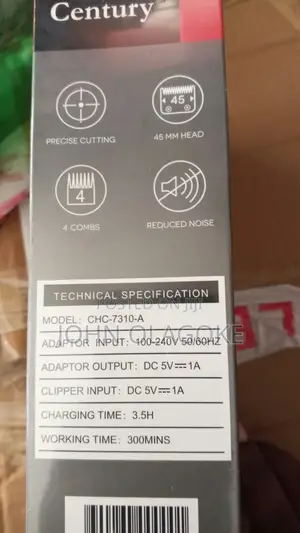 Century Rechargeable Hair Clipper. CHC-7310-A.