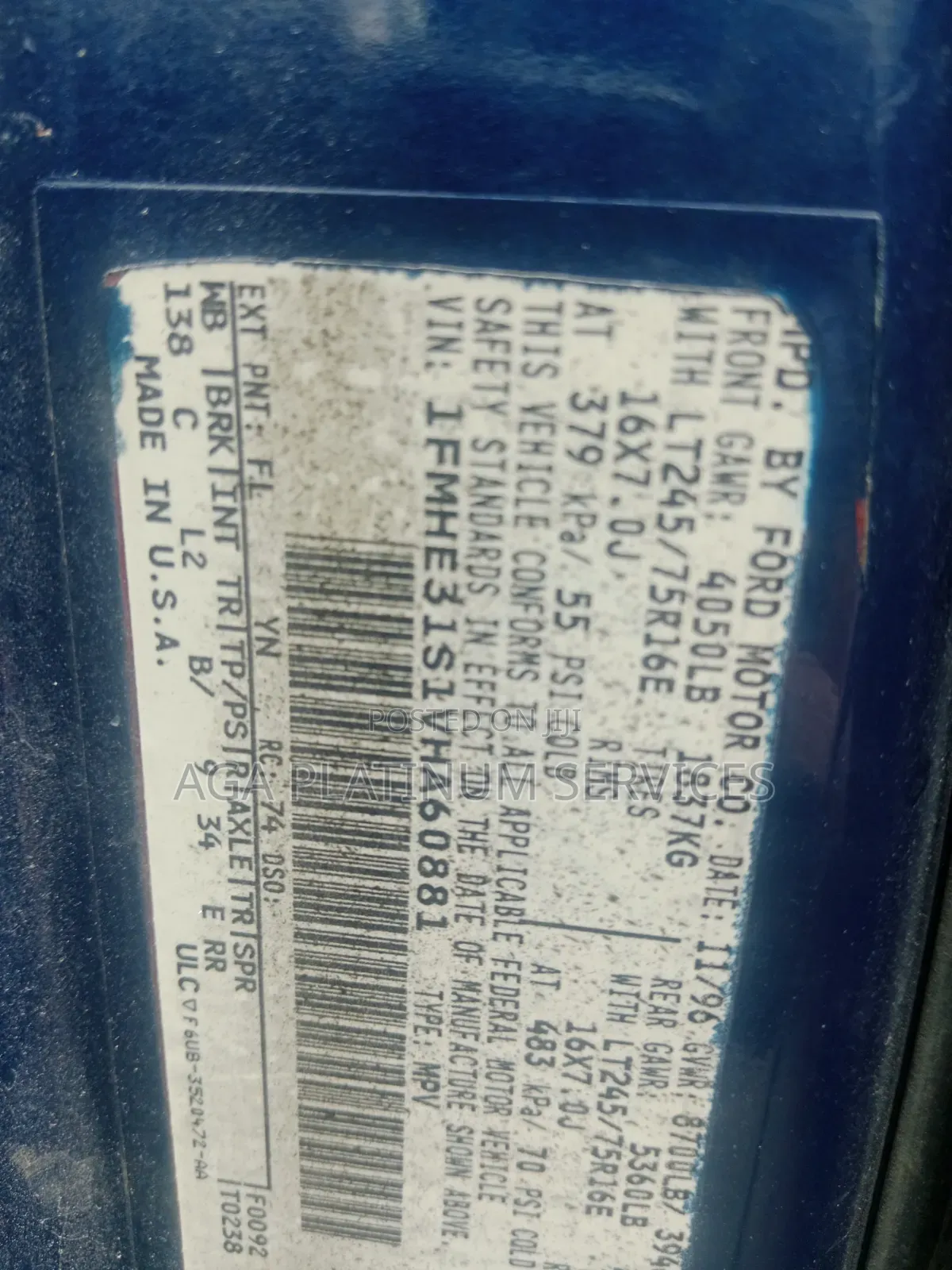 Ford E250 1998 Blue