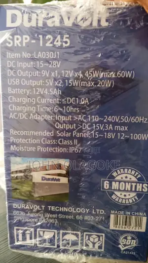 Duravolt Solar Power Station 
DC/AC Charging DC Output Only