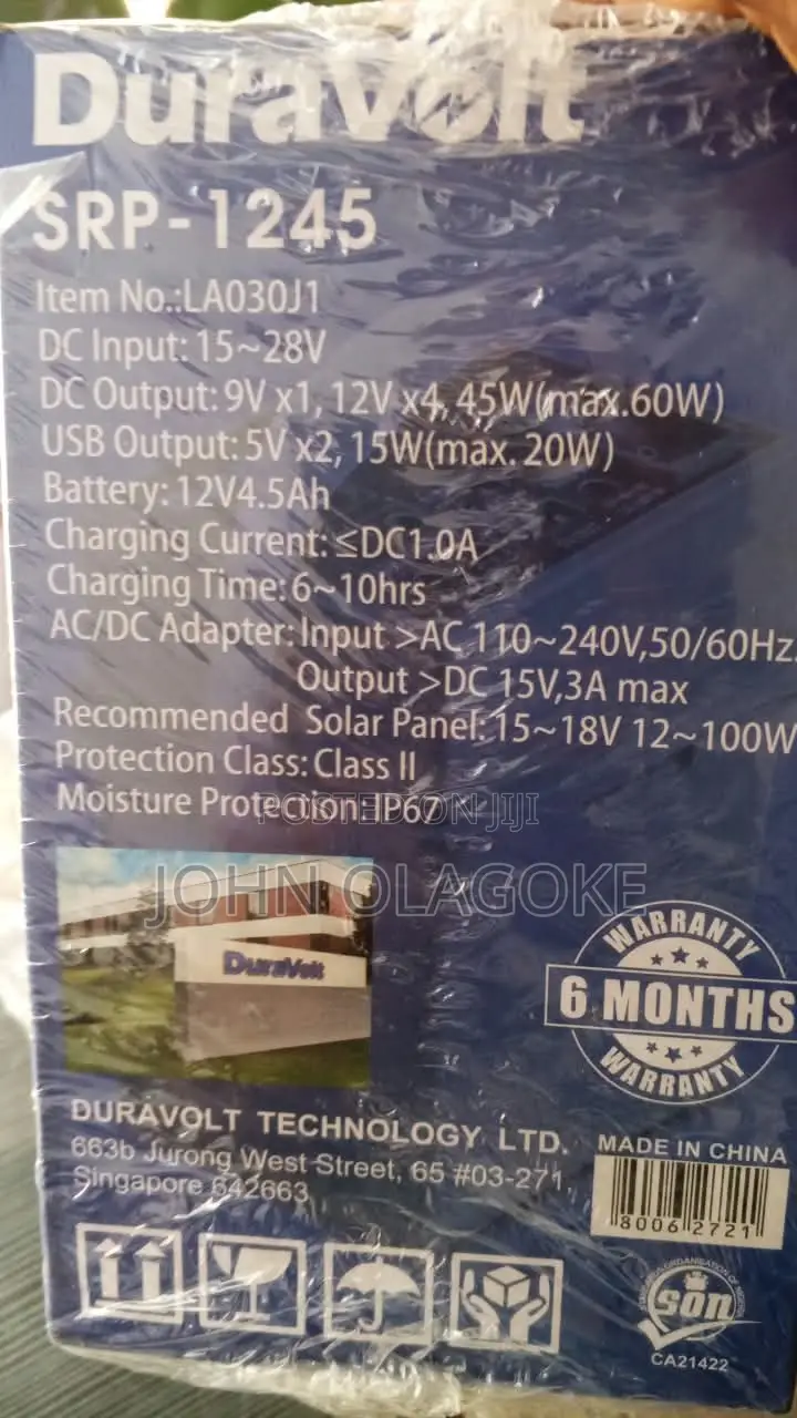 Duravolt Solar Power Station 
DC/AC Charging DC Output Only
