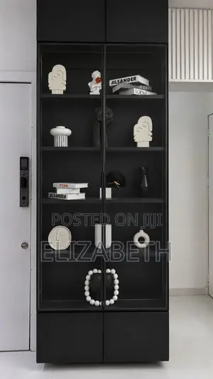 Modern Black Glass Display Cabinet / Curio Cabinet With Led Lighting