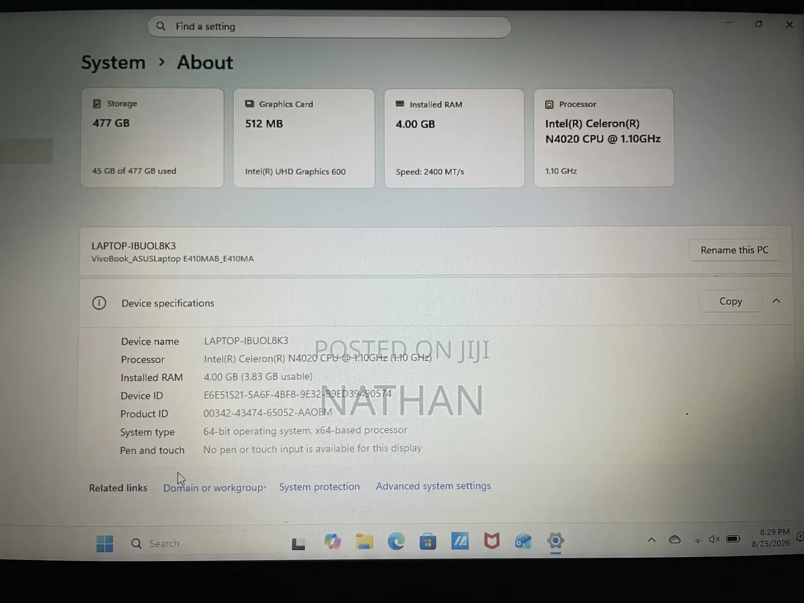 Laptop Asus Vivobook E410M 4GB Intel Celeron SSD 500GB