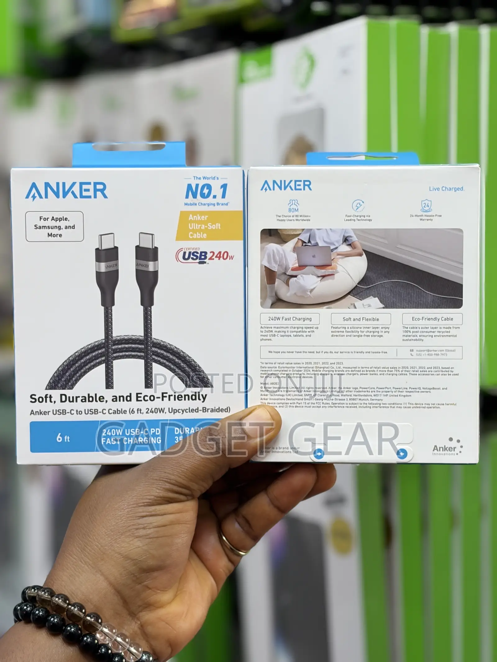 Original Anker 240W USB-C to USB-C Cable – 6ft