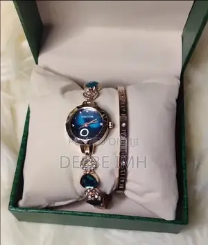 Rose Gold Blue Crystal Bracelet Watch