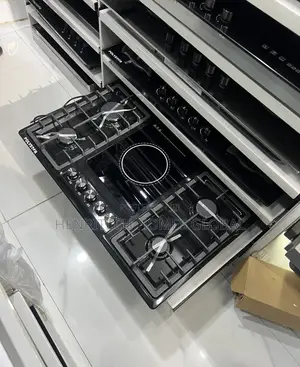 High Quality 90cm Polystar 4+1 Stainless Black Gas Cook