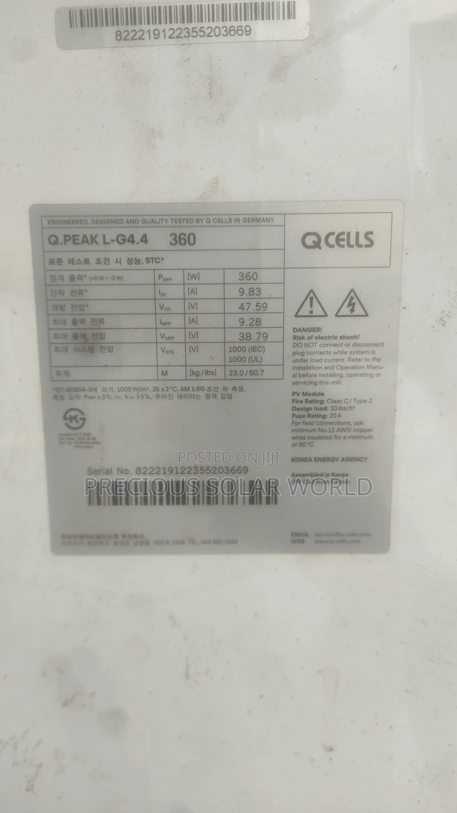 Mono 360 Watts 72 Cell.