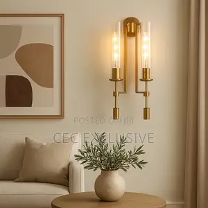 Double Hand Crystal Gold E27 Wall Light