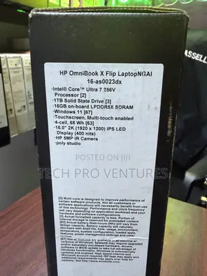 New Laptop HP OmniBook X Flip 16" 16GB Intel Core Ultra 7 SSD 1T